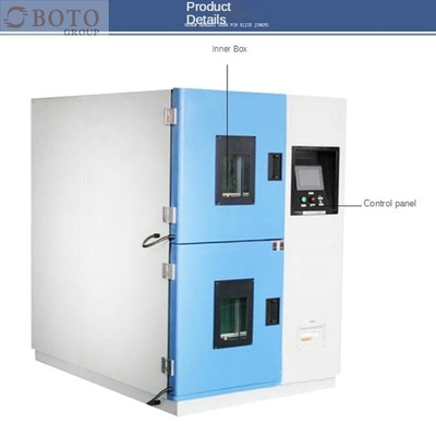 R404A / R23 Cámara de prueba de choque térmico, -40C ~ 150C Dos zonas, tiempo de conversión de 10s